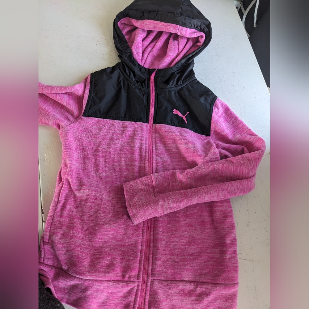 Puma Kids Two-Tone Pink and Black Puffer Jacket